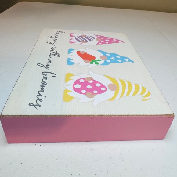 HANGING WITH MY GNOMIES Easter block decoration springtime gnome decoration - Picture 6 of 7